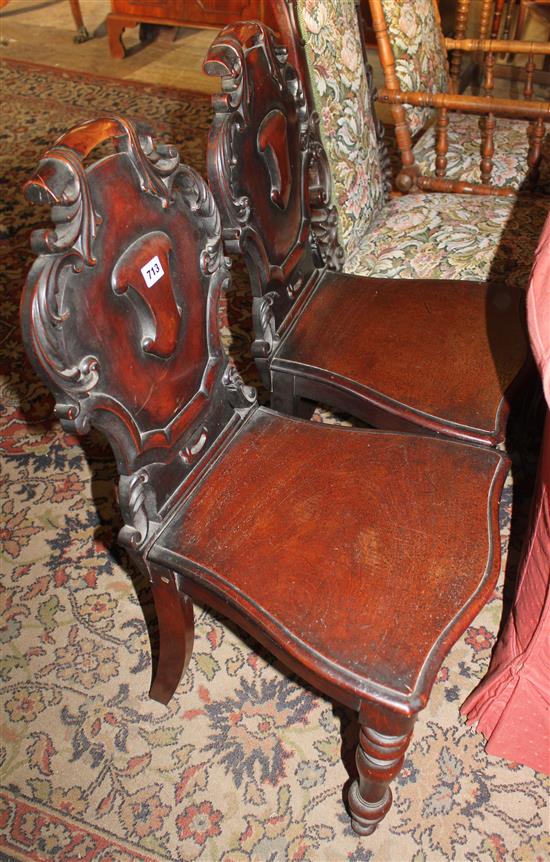 Pair Victorian hall chairs